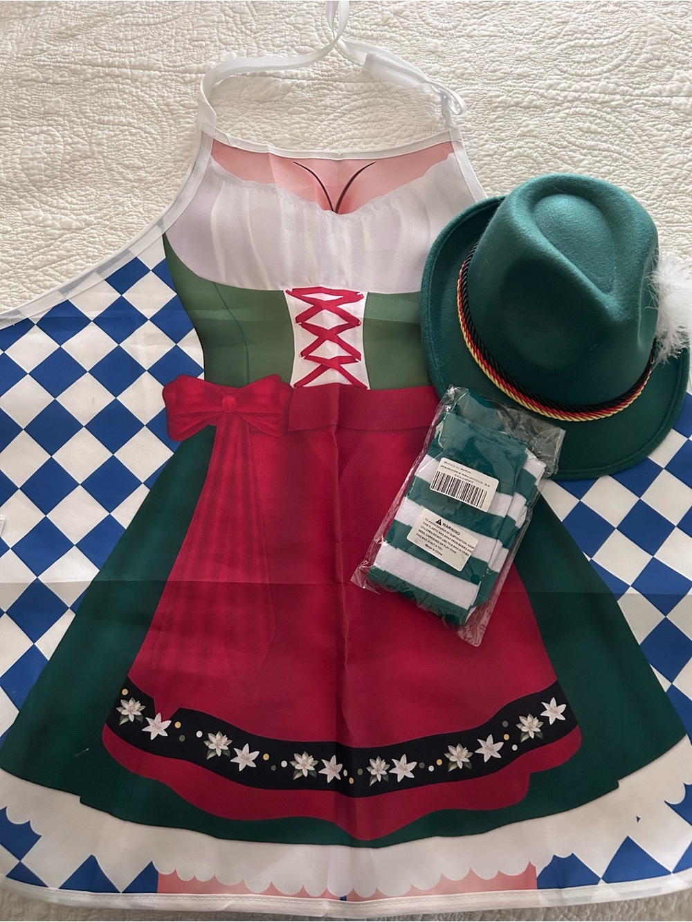 Oktoberfest Apron, Hat & Socks Costume Set